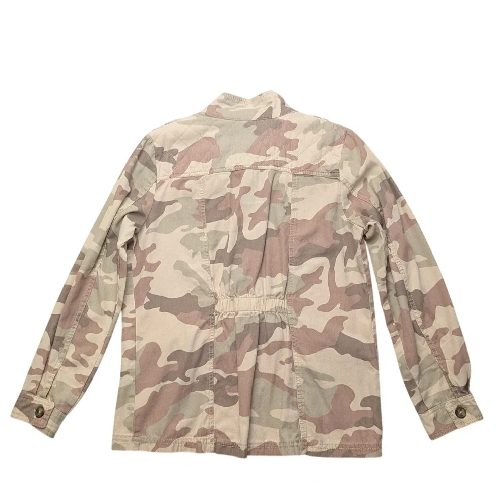Maurices Camo Utility Jacket Womens Medium Tan Brown Military Cargo Field Coat